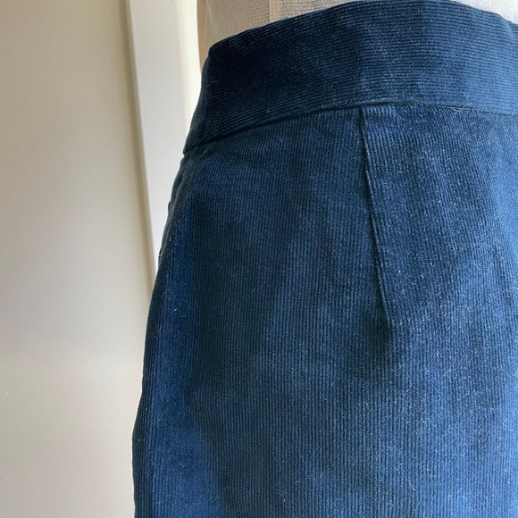 Blue Cord Short Skirt 90s Hip Side Button Pockets - Picture 7 of 9
